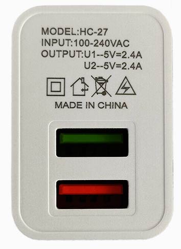 Зарядний пристрій iEnergy HC-27, 2xUSB, 2,4A + Cable Lighting - зображення 8