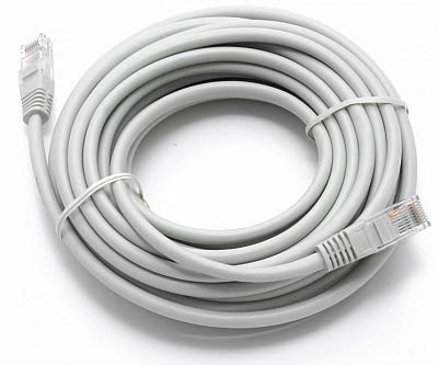 Кабель Патч-корд 50 м сірий, ATcom UTP, RJ45, Cat. 5e, для створення компʼютерної мережі та підключення інтернету до компʼютера, ноутбука, телевізора - зображення 1