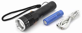 Фото товару Ручний ліхтарик WD-233 Led T6 акумулятором 18650, 13.5*3.5см