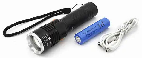 Ручний ліхтарик WD-233 Led T6 акумулятором 18650, 13.5*3.5см - зображення 5