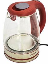 Фото товару Електрочайник Grunhelm EKP-2316GS, скляний, червоний, 1,8 л, дисковий, 1800 Вт, LED підсвічування