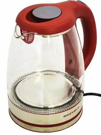Електрочайник Grunhelm EKP-2316GS, скляний, червоний, 1,8 л, дисковий, 1800 Вт, LED підсвічування - зображення 5