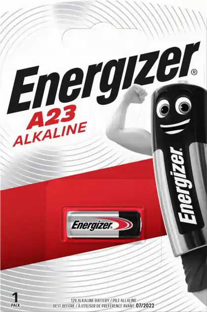 Батарейка A23 Energizer, 12 V, алкалінова, плівка, бл. 1/1, аналоги: 23AE, GP23A, V23GA, LRV08, 8LR932, 8LR23, MN21 - зображення 5