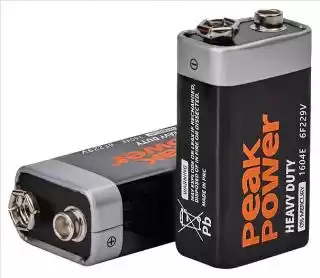 Фото товара Батарейка 6F22 Peak Power 1604E, 9 V, солевая, бл. 1/1, аналоги: 6LR61, 1604, 1604A, PP3, E-Block, MN1604