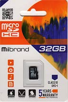 Фото товару Карта пам'яті 32Gb class 10, Mibrand, microSDHC UHS-1