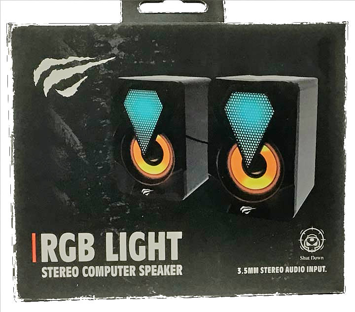 Колонки USB Havit HV-SK210 mini, черные с Led подсветкой, мощьность 2*3 Вт, размер 65*65*95 мм - изображение 2