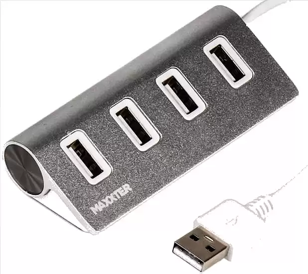 HUB USB 2.0 98 HU2A-4P-01 на 4 порти, метал, сріблястий Maxxter - зображення 5