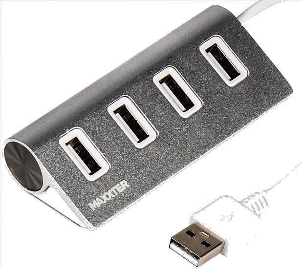 HUB USB 2.0 98 HU2A-4P-01 на 4 порти, метал, сріблястий Maxxter - зображення 6