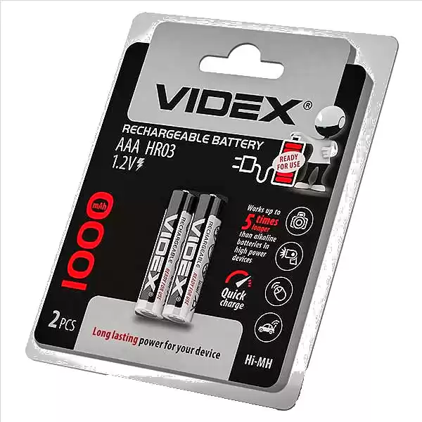 Акумулятор AAA Videx HR03 1000mAh double blister/2pcs 20/200 - зображення 5