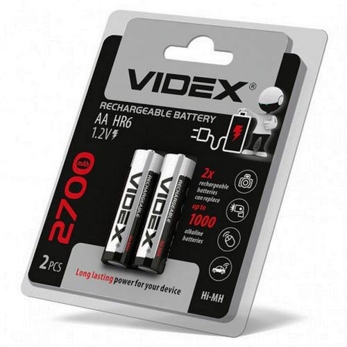 Акумулятор AA Videx HR6 2700mAh double blister 2pcs 20/200 - зображення 1