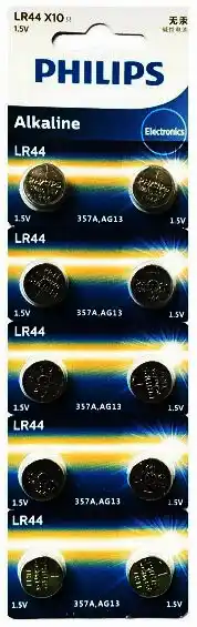 Батарейка G13 Philips, лужна, бл. 10/1, аналоги: LR44, AG13, A76, 357, 303, SR44, SR44W, 11L, L1154, RW82 - зображення 5