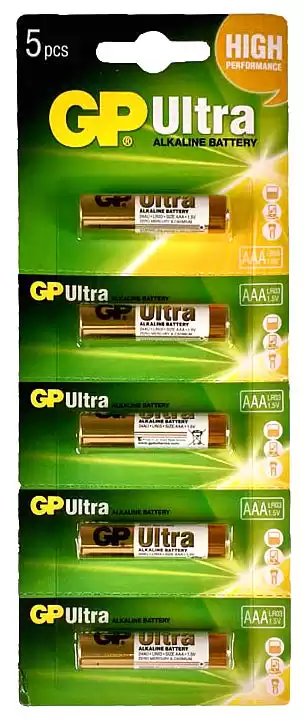 Батарейка AAA LR03, GP Ultra Alkaline, 1,5 V, лужна, бл. 5/1, аналоги: R03, UM4, 24A, MN2400, AM4 - зображення 5