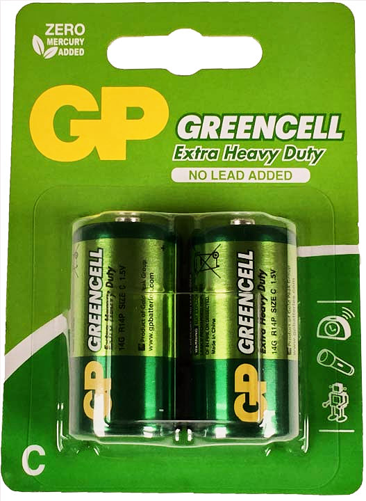 Батарейка C R14, GP Greencell 14G-U2, 1,5 V, сольова, бл. 2/1, аналоги: LR14, UM2, 13, 14, 14D - зображення 6