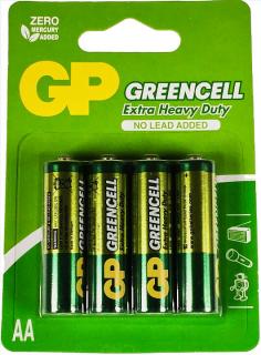 Фото товару Батарейка AA R6, GP Greencell 15G-2UE4, 1,5 V, сольова, уп. 4/1, аналоги: R6, UM3, 15D, 15S, пальчикова