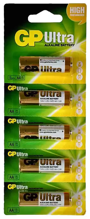 Батарейка AA LR6, GP Ultra Alkaline 15UHM-2UE5, 1,5 V, лужна, уп. 2/1, аналоги: R6, UM3, 15, 15A, MN1500 - зображення 5