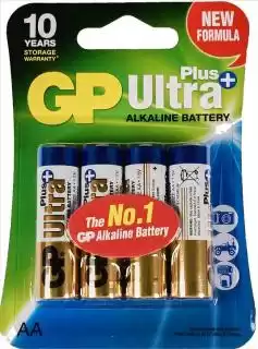Фото товара Батарейка AA LR6, GP Ultra+ Alkaline 15AUPHM-2UE4, 1,5 V, щелочная, бл. 4/1, аналоги: R6, UM3, 15, 15A, MN1500