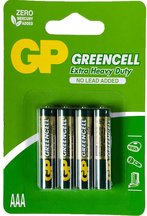Батарейка AAA R03, GP Greencell 24G-U4, 1,5 V, сольова, уп. 4/1, аналоги: LR03, UM4, 24A, MN2400, AM4 - зображення 6