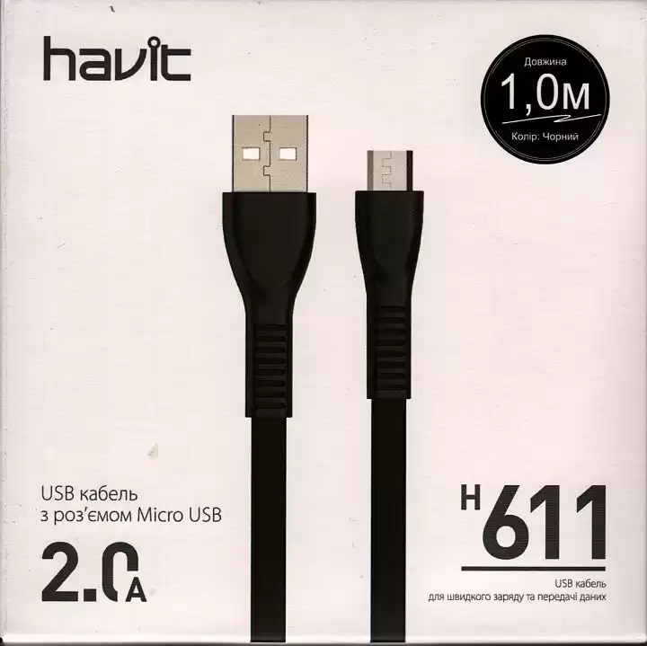 Кабелі USB Male на micro USB, Havit HV-H611, 1 м - зображення 5
