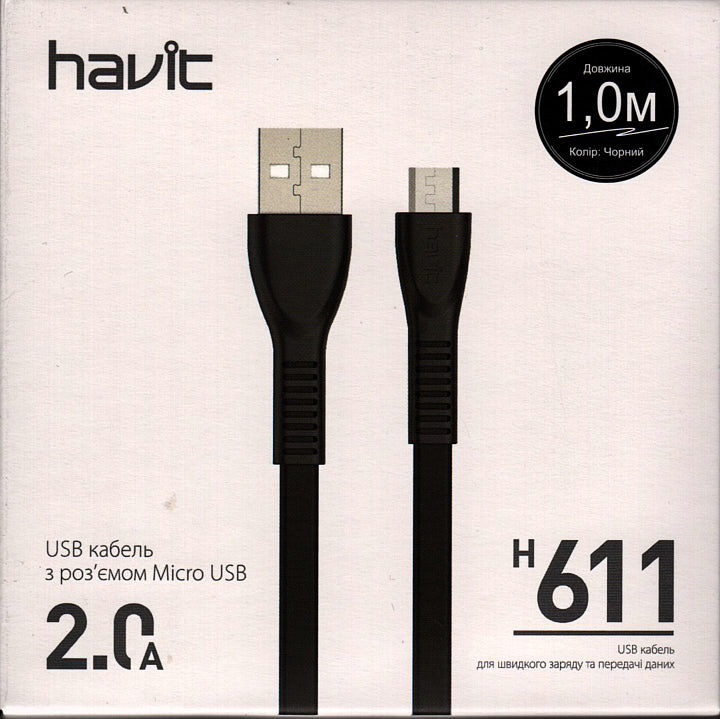 Кабелі USB Male на micro USB, Havit HV-H611, 1 м - зображення 6