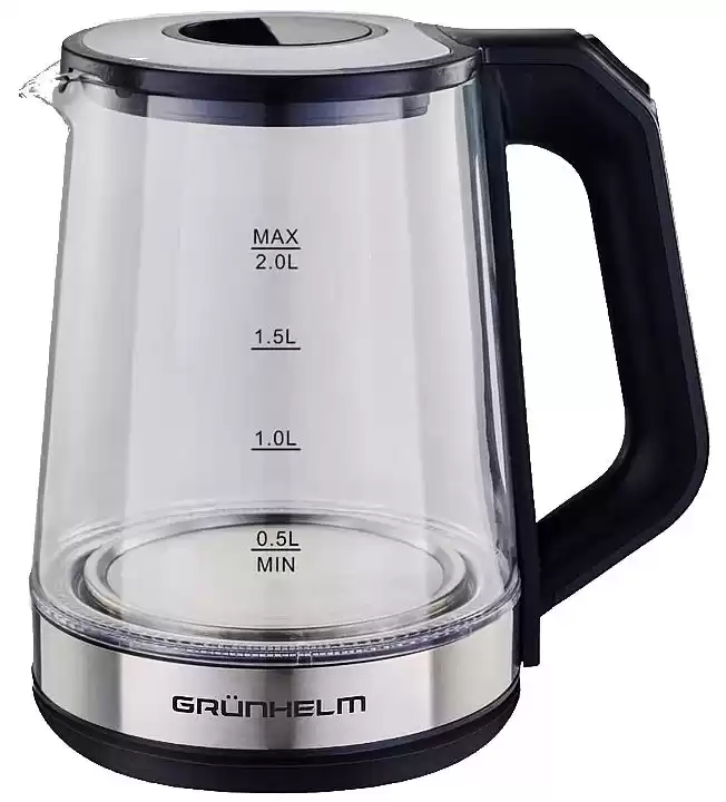 Електрочайник Grunhelm EKP-2313, скляний, чорний, 2 л, дисковий, 1800 Вт - зображення 5