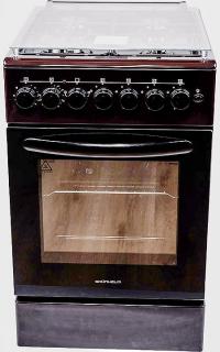 Фото товару Кухонна плита газова Grunhelm G4FG-5612BR-0 коричнева, 4 конфорки SABAF (Італія), електродуховка 70 л, гарантія 2 р. Виробництво - Туреччина