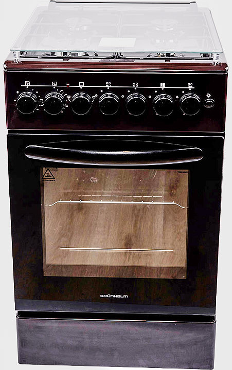 Кухонна плита газова Grunhelm G4FG-5612BR-0 коричнева, 4 конфорки SABAF (Італія), електродуховка 70 л, гарантія 2 р. Виробництво - Туреччина - зображення 1
