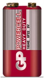 Фото товару Батарейка 6F22 GP Powercell, 9 V, сольва, бл. 1/1, аналоги: 6LR61, 1604, 1604A, PP3, E-Block, MN1604