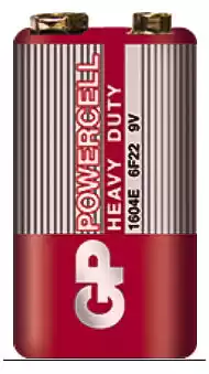 Батарейка 6F22 GP Powercell, 9 V, сольва, бл. 1/1, аналоги: 6LR61, 1604, 1604A, PP3, E-Block, MN1604 - зображення 5