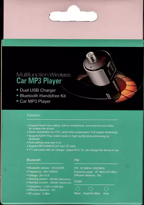 FM модулятор G9, 2 USB чорний - зображення 5