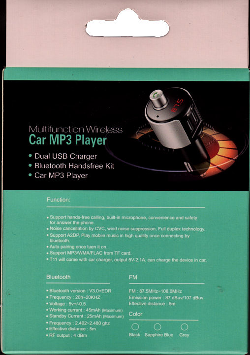 FM модулятор G9, 2 USB чорний - зображення 7