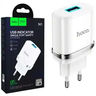Зарядний пристрій Hoco N1 220V на 1 USB, 5V 2,4A білий - зображення 5