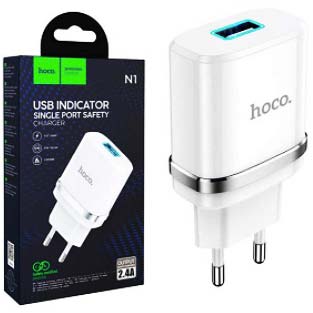 Зарядний пристрій Hoco N1 220V на 1 USB, 5V 2,4A білий - зображення 6