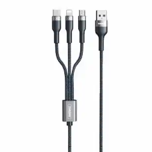 Кабель 3 в 1, з USB до micro USB, до Iphone, до Type-C, Remax RC-070th 1 м, чорний - зображення 5