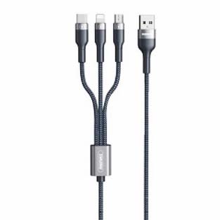 Кабель 3 в 1, з USB до micro USB, до Iphone, до Type-C, Remax RC-070th 1 м, чорний - зображення 6