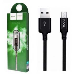 Фото товару Кабель micro USB на USB 2,4 А, 1 м, чорний. Hoco X14