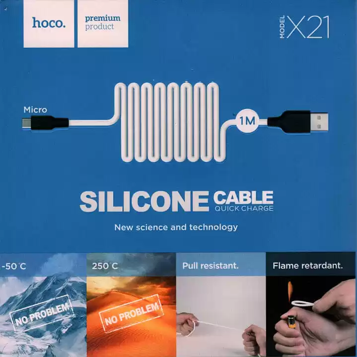 Кабель з USB до micro USB Hoco X21 1 м, силікон чорно-білий - зображення 5