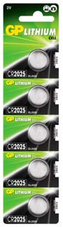 Фото товару Батарейка CR2025 GP, 3 V, літієва, бл. 5/1, аналоги: CR2025, DL2025, ECR2025, BR2025, KCR2025, L2025