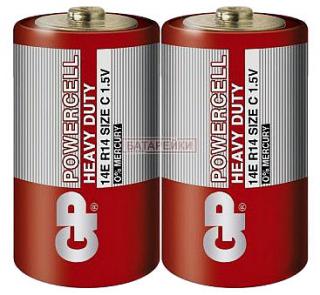 Фото товару Батарейка C R14, GP Powercell, 1,5 V, уп. 10/2/1, аналоги: LR14, UM2, 13, 14, 14D