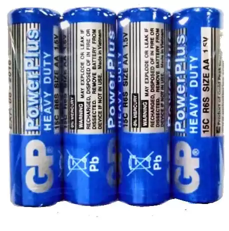 Батарейка AA R6, GP PowerPlus 15G-S4, 1,5 V, сольова, уп. 4/1, аналоги: R6, UM3, 15D, 15S, пальчикова - зображення 5