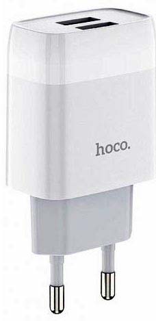 Зарядное устройство Hoco N4 220V на 2 USB, 5V 2,4A белый - изображение 1
