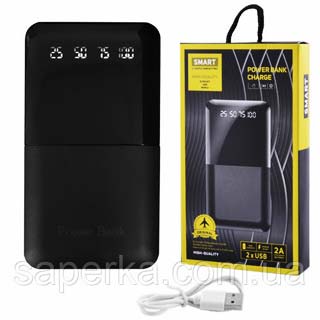 Фото товару Power Bank JS-191 SMART CHARGE 10000 mAh 2 шт. USB 1 A та 2 A, Micro USB+ 1Type-C цифровий дісплей