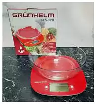 Ваги кухонні GRUNHELM KES-1PR електронні скляні (червоні, з чашей) - зображення 5
