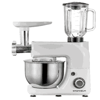 Фото товара Кухонная машина Grunhelm GKM0020, 1800 Вт, 6 скоростей, нержавеющая сталь, чаша на 5 литров