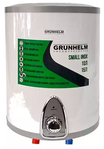 Водонагрівач Grunhelm GBH I-15V, підключення знизу, нержавіючий бак, 15 л, 1500 Вт, 6 бар, 75 С, 8 кг, 440*270*280 мм - зображення 5