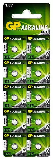 Батарейка AG4 GP 1.5 V, лужна, бл. 10/1, аналоги: LR626, LR66, 177, 376, 377, SR626, SR626SW, SG4, L626, SR66 - зображення 5