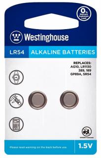 Фото товару Батарейка AG10 WESTINGHOUSE, 1.5 V, лужна, бл. 10/1, аналоги: LR1130, LR54, L1131, 189, 389, 390, SR54, G10, SR1130W, GP89A