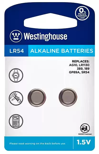 Батарейка AG10 WESTINGHOUSE, 1.5 V, лужна, бл. 10/1, аналоги: LR1130, LR54, L1131, 189, 389, 390, SR54, G10, SR1130W, GP89A - зображення 5