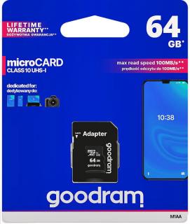 Фото товару Карта пам'яті 64Gb class 10, GOODRAM, microSDHC UHS-1