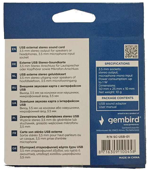 Звукова карта USB 2,0 Gembird - зображення 8