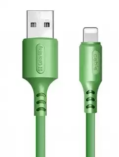 Фото товара Кабель ColorWay CW-CBUL042-GR, для iPhon, Lightning на USB Male, 1м, 2.4A, селикон зеленый
